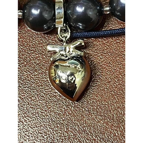 Swarovski Febuary Heart Purple Stone Charm Braclet Beaded Adjustable - Picture 3 of 4